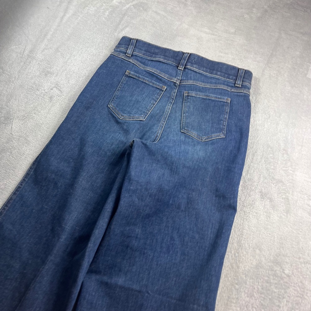 Spanx High Rise Wide Leg Jeans Medium Wash Blue Pull On Denim Size M 21649Q - Picture 11 of 12